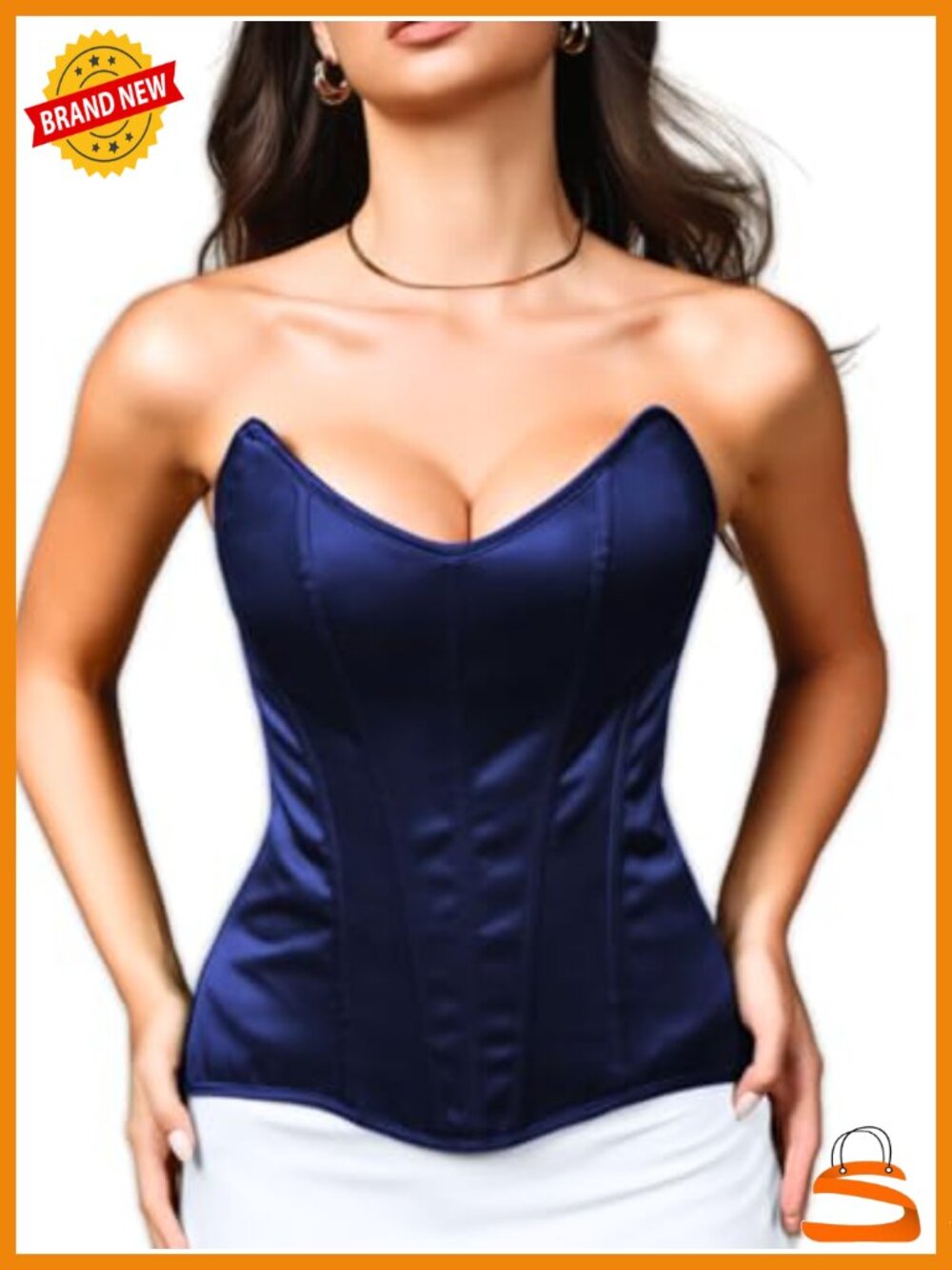 Satin Overbust Corset Top, 15 Steel Boned Lace Up Shapewear, Bustier for